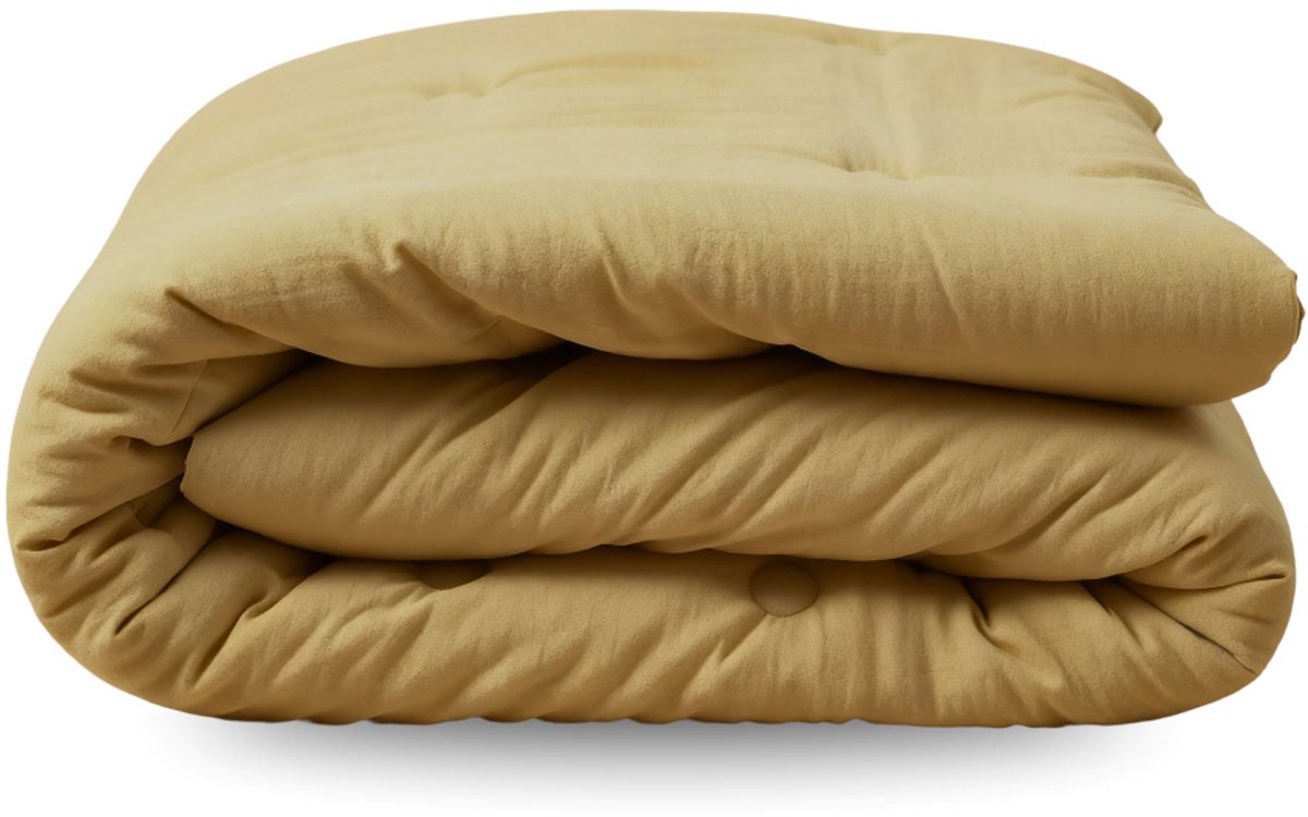 Zelesta Japandibed Katoen Mousseline - Dekbed zonder overtrek katoen - Wasbaar dekbed - Met vaste overtrek - Ochre - 200x200cm