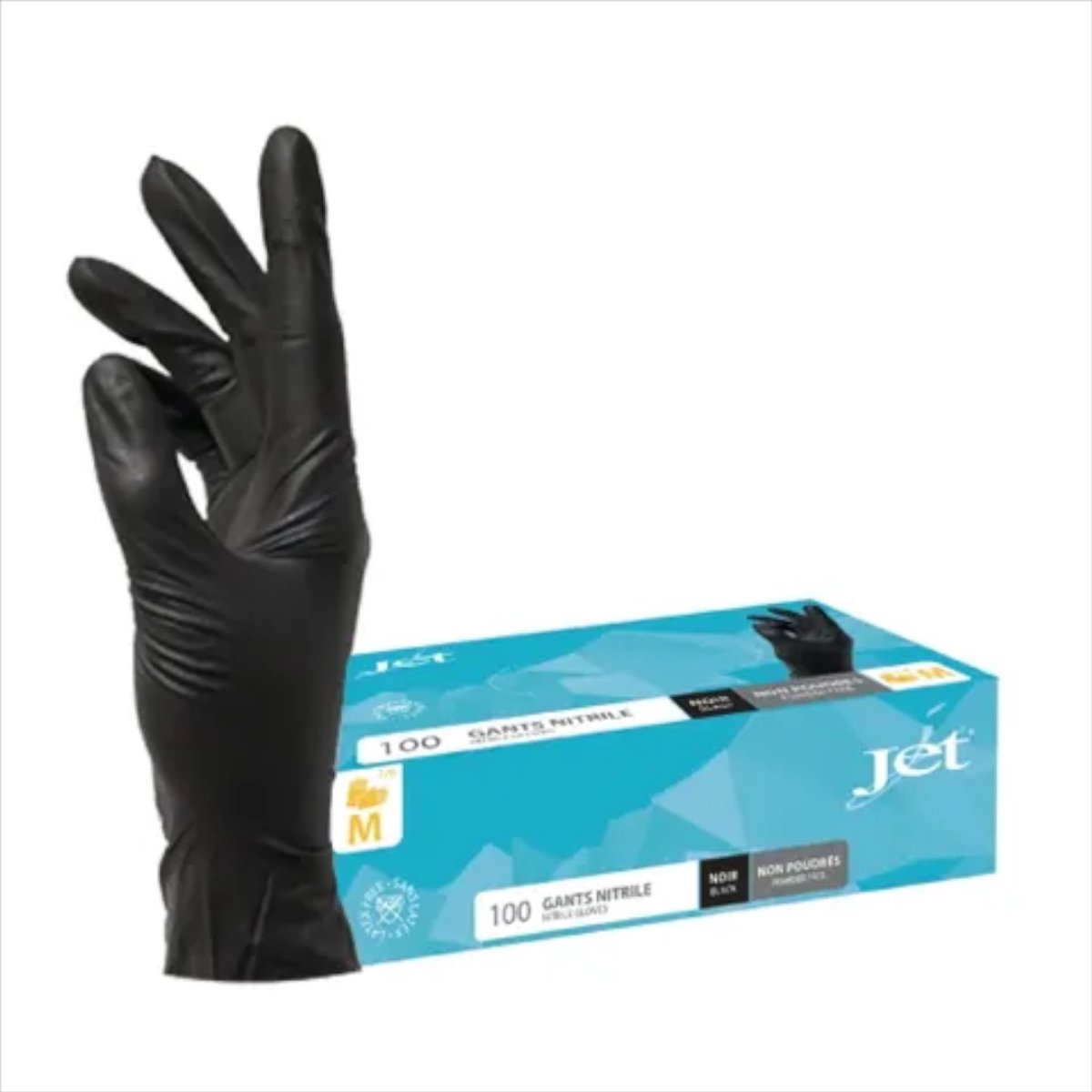Handschoenen Nitril ongepoederd zwart maat M, CAT I | Inhoud: 100 stuks | Latexvrij