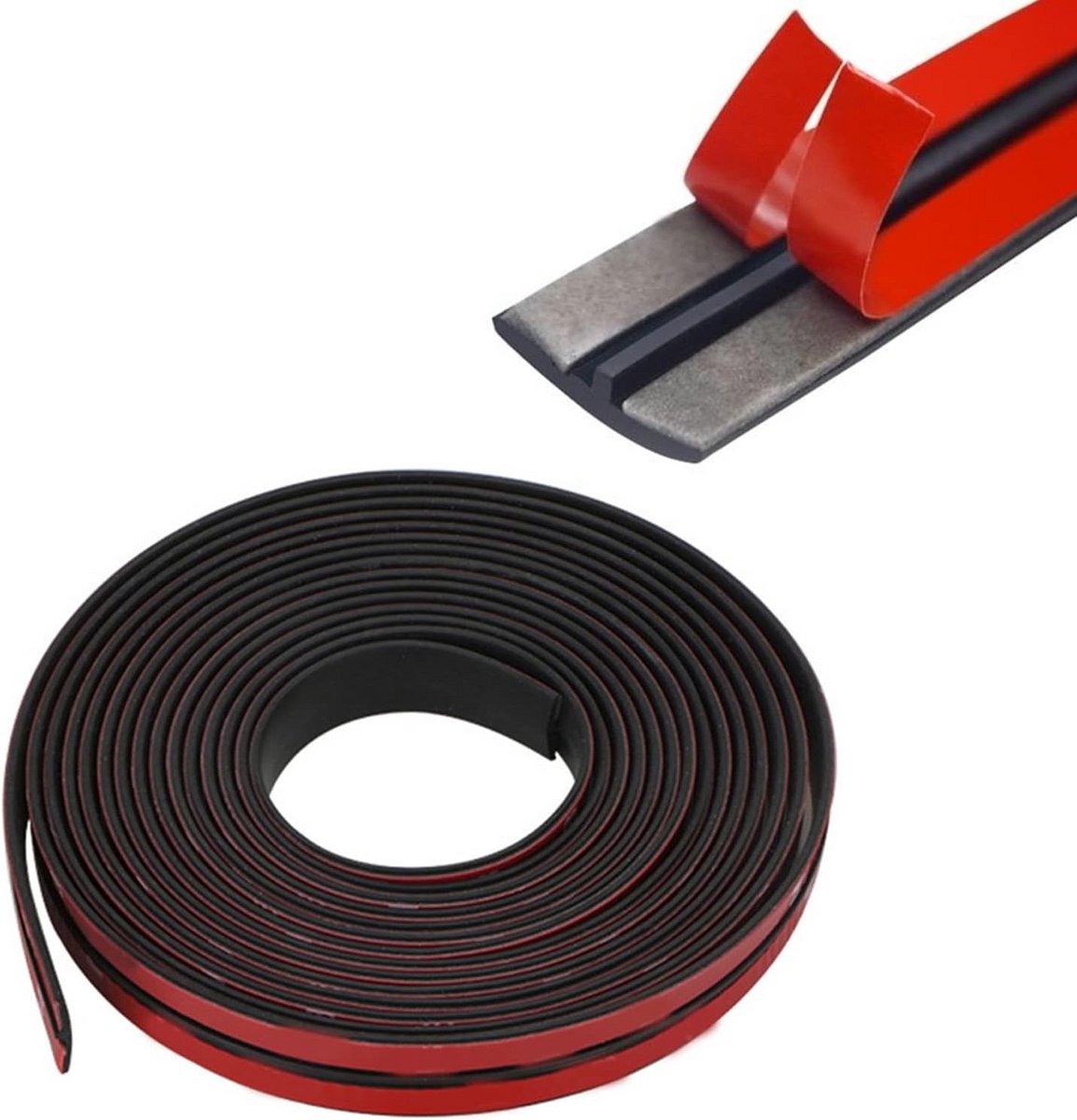 T-Vorm Afdichtstrip Rubber Zwart & Rood voor Deur, Raam en Randbescherming