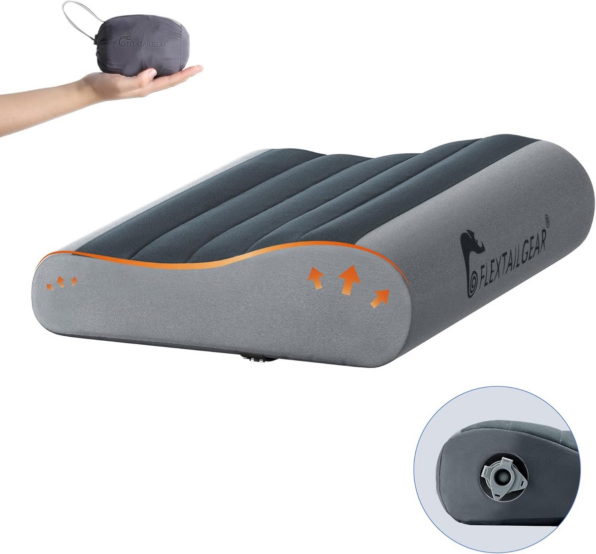 Ultralicht Opblaasbaar Luchtkussen voor Kamperen Draagbaar Reiskussen Ergonomisch Ontwerp 2,75" 3,94"