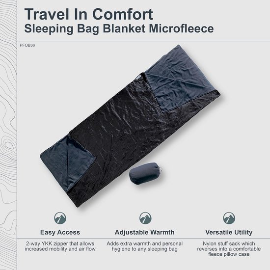 Outdoor slaapzak deken - Microfleece - Waterafstotend & Koppelbaar van Merkloos — afbeelding 3