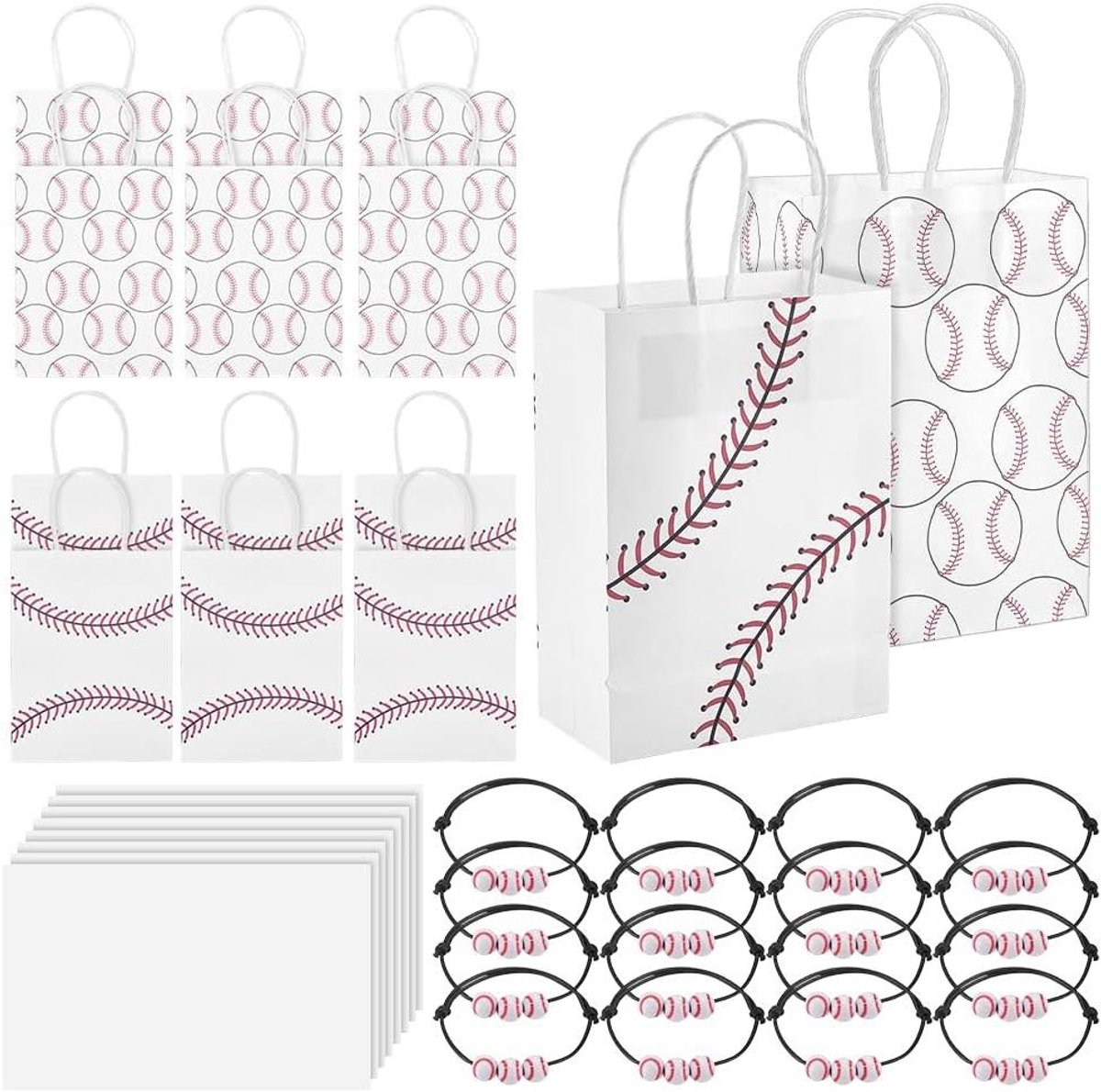 MK Stoer -16 stuks feestzakjes - honkbal thema - verstelbare armbanden - geschenkpapier voor teamsporten - verjaardag spel feestbenodigdheden, 15 x 18 x 30 cm