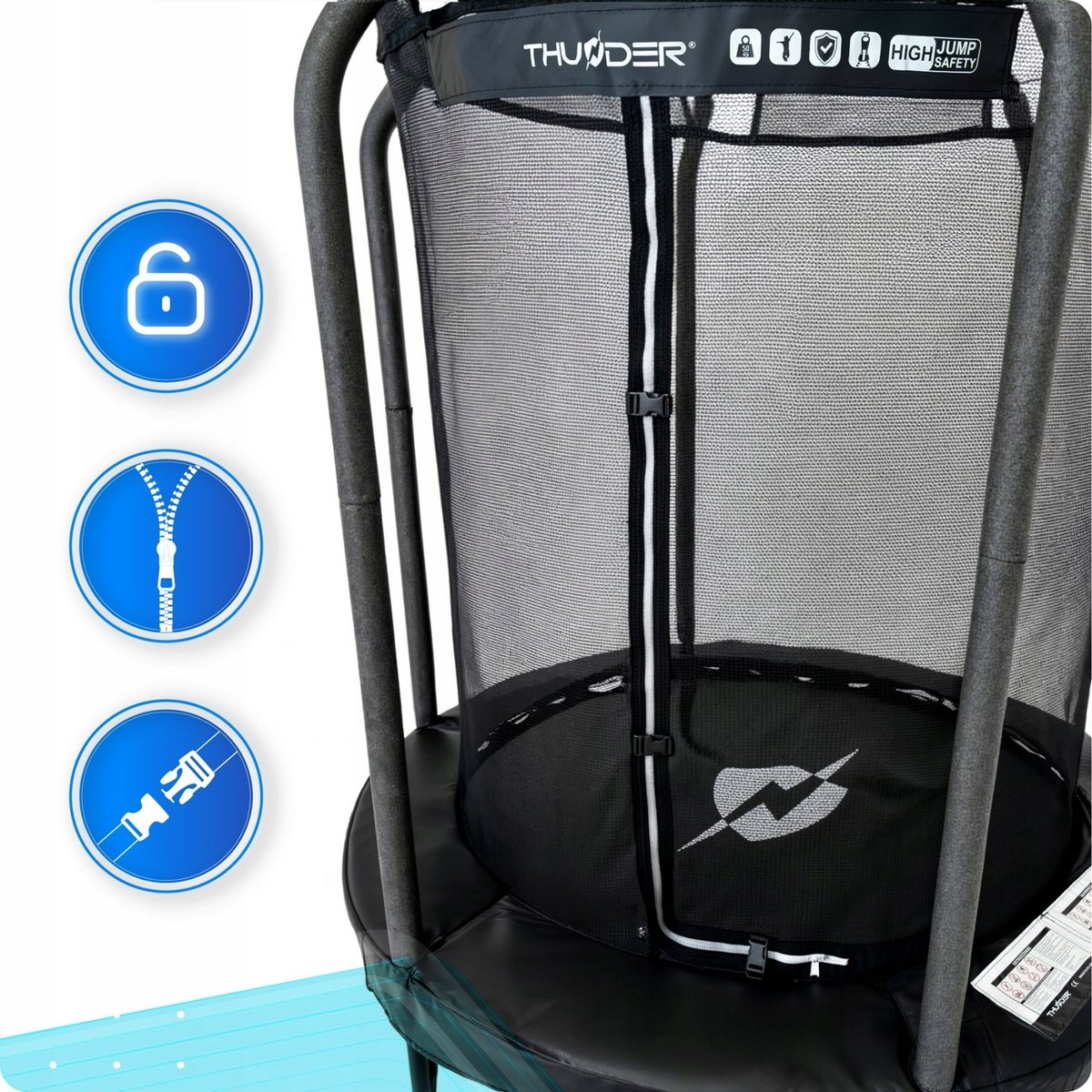 Thunder Trampoline 140 cm – Ronde Trampoline – Max. 50 kg - Zwart — afbeelding 2