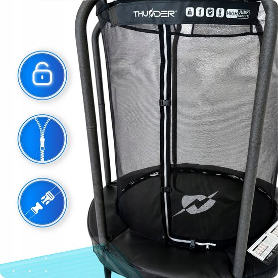 Thunder Trampoline 140 cm – Ronde Trampoline – Max. 50 kg - Zwart