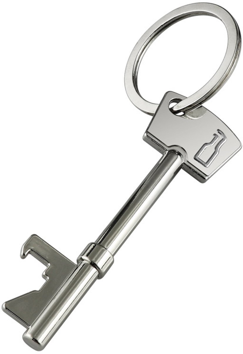 Sleutel opener - Fles/bier opener - Sleutelhanger - Keychain key bottle opener - Sleutelaccessoire - Cadeau - 10 cm - RVS - Jonyx