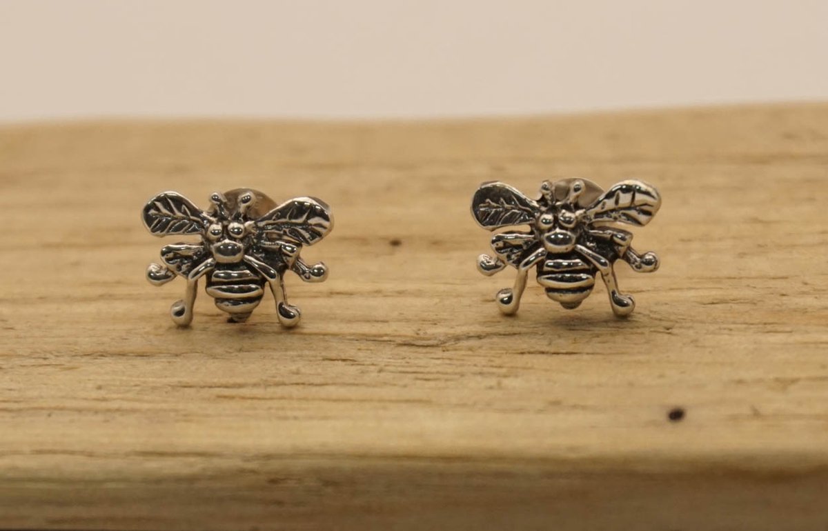 Oorknopjes bijtjes van 925 zilver - zilveren oorbellen bijen - insekten oorbellen - dieren oorbellen van sterlin zilver - volwassen oorbellen van insekten - leuke zilveren oorbellen