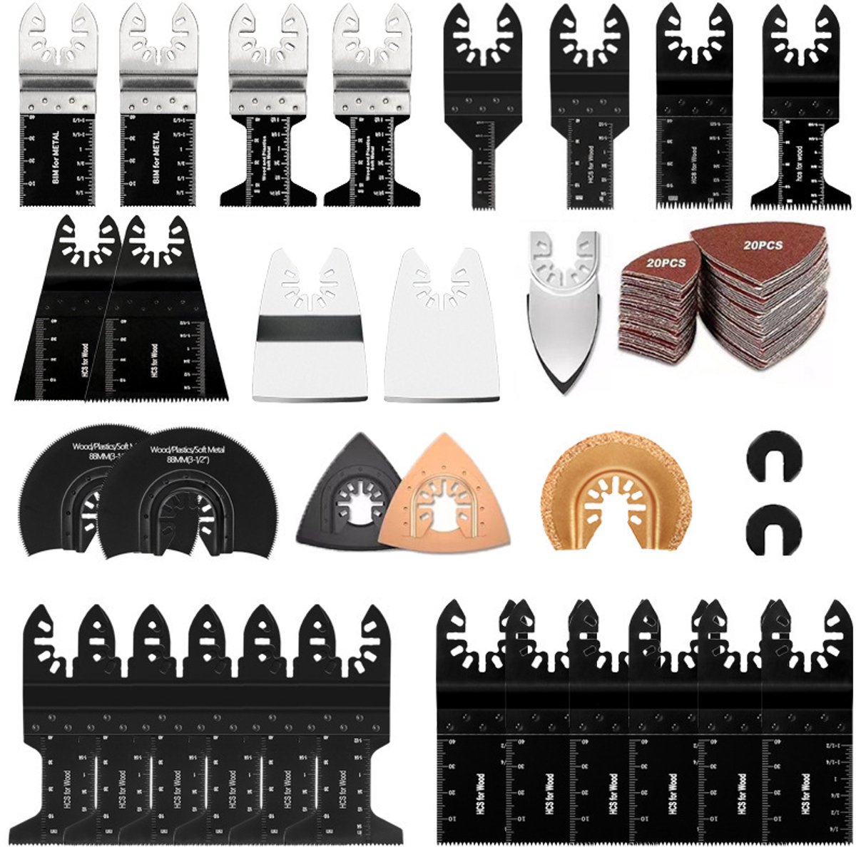 72-delige accessoire set voor reciprozaag, professionele zaagbladenset voor het zagen van hout/metaal/kunststof. geschike voor Fein Multimaster, Dremel, Bosch, Makita en Dewalt.