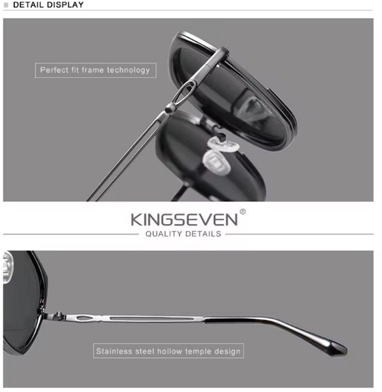 KINGSEVEN 7822 Dames Zonnebril - Rond model - Zwarte Lenzen & Luxe Verpakking van Merkloos — afbeelding 2