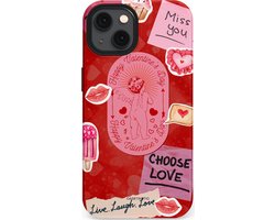 Casetastic hoesje geschikt voor Apple iPhone 13 - MagSafe - Dubbellaagse bescherming - Love Valentine Cupido - Love you forever - Valentijn - Fashion Case - Rood Lichtroze Terracotta