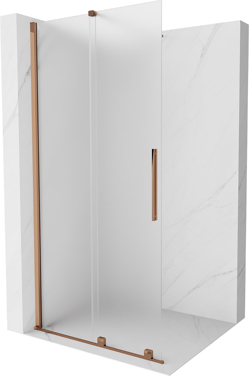 Mexen Velar verschuifbare douchewand Walk-in 80 x 200 , matglas 8 mm, roze goud - 871-080-000-33-60