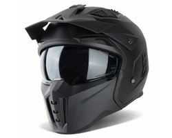 VINZ Kioto Street Fighter Helm - Motorhelm & Scooterhelm & Brommerhelm - ECE 22.06 - XS tm XXL - Mat Zwart - XS