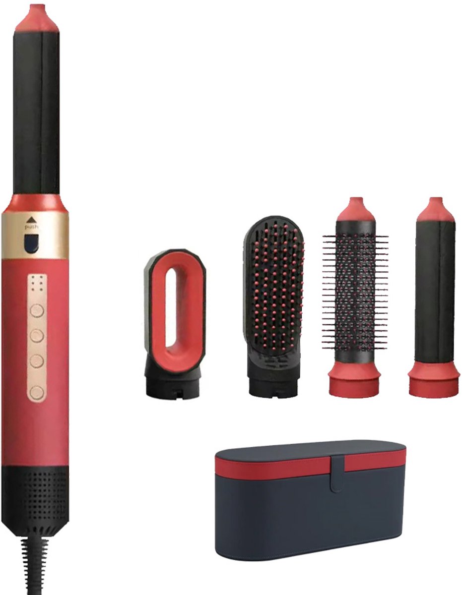 5 in 1 Multistyler Fohnborstel Highspeed - Red velvet - 1350W - Fohnborstel - Föhn - Airstyler - Heteluchtborstel - Krulborstel - Hairstyler - met warmte tot 110 graden.