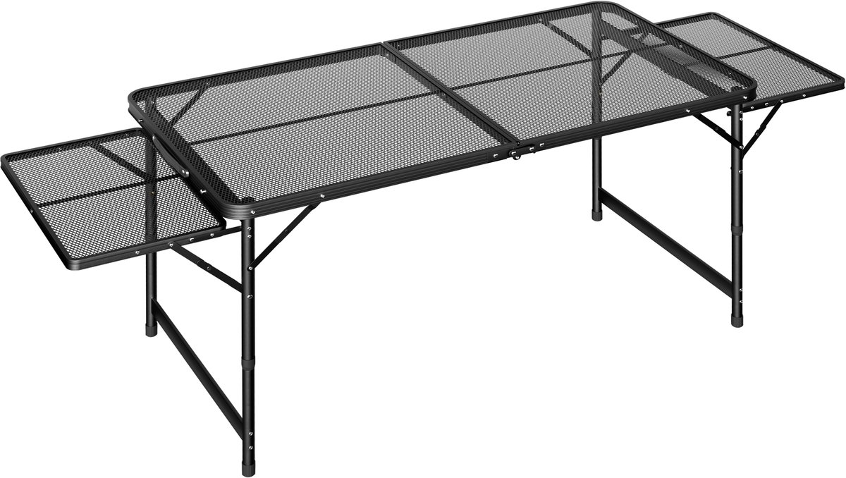 Aufun Campingtafel met Raster Campingtafels 120x60x55cm - 2 in Hoogte Verstelbare Opvouwbare Multifunctionele Tafel - Draagbaar Bijzettafel voor Strandpicknick