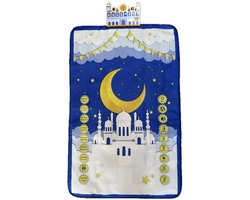 Elektronisch Gebedskleed voor Kinderen met Nederlandse en Franse Taal + 15 Andere Talen – Blauwe Interactieve Smart Sajadah – Leren Bidden – Islamitische Gebedsmat – Ramadan Cadeau