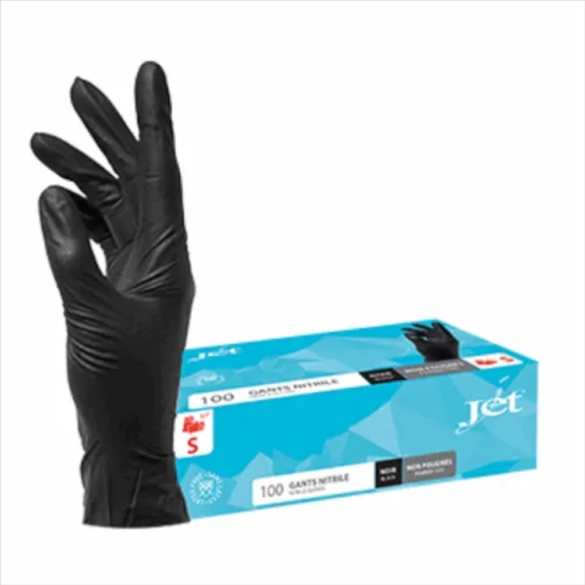 Handschoenen Nitril ongepoederd zwart maat S, CAT I | Inhoud: 100 stuks | Latexvrij