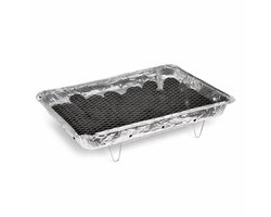 XXL Wegwerp Barbecue – 48 x 31 cm – Inclusief Briketten en Standaard – Wegwerp BBQ – Tafel BBQ voor Camping of Picknick – Houtskoolbarbecues – Zilver