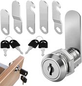 Brievenbusslot - 4 sleutels - Geleverd met 5 verschillende sluitplaten - 20 mm - Kantelslot - Kastslot - Locker slot - Ladeslot - Brievenbusslotcilinder - Brievenbus Hendelslot - Geschikt voor brievenbussen, kastdeuren - Zilver