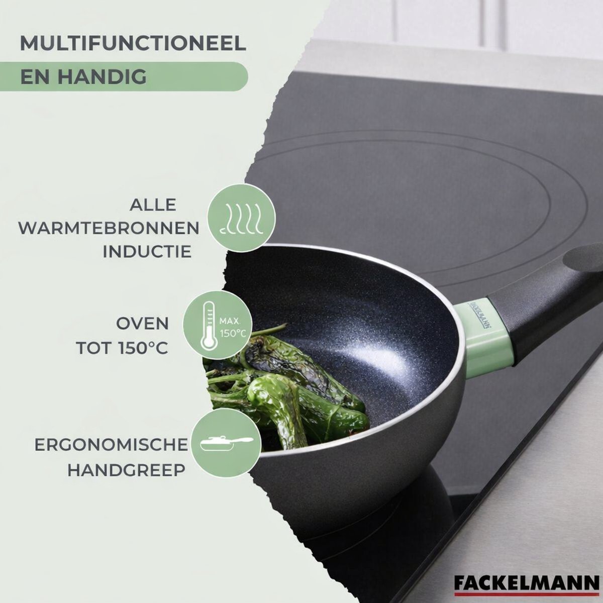 Set keramische antiaanbakpan 16 cm en 6 Fackelmann Brandao keukengerei