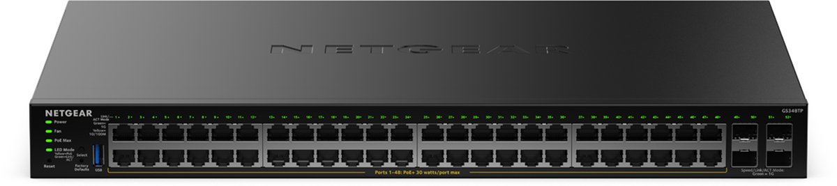 NETGEAR GS348TP - Netwerk Switch - Smart Managed - Gigabit - PoE+ - 48 poorten