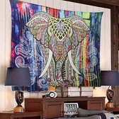 Colorful Elephant Wandkleed - Olifant Kleed - Wanddecoratie - 130x150CM
