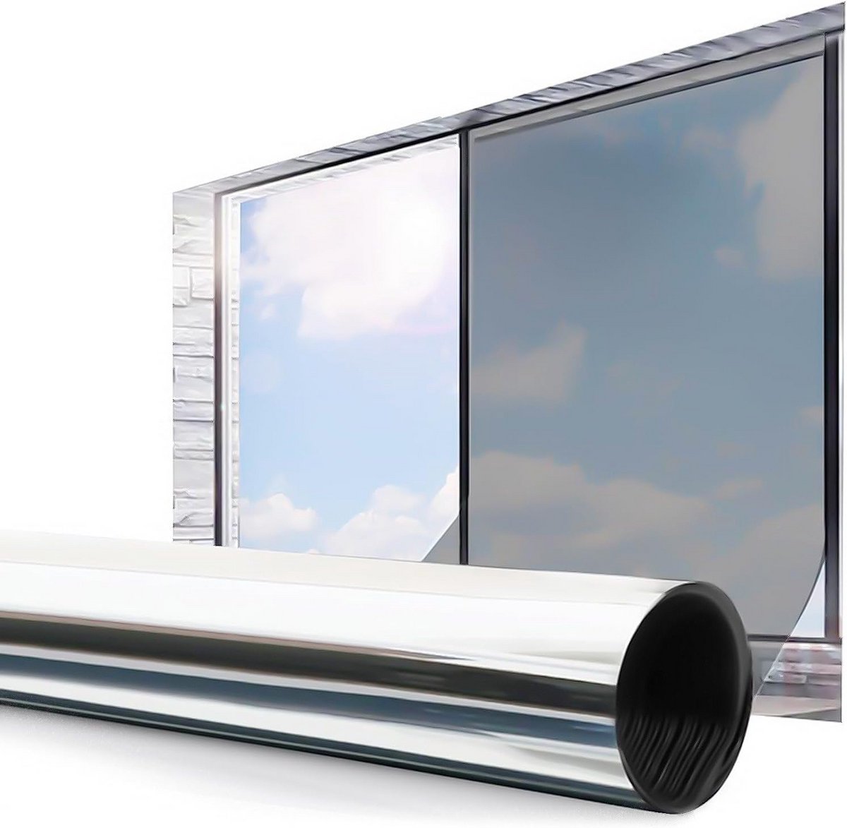 Spiegelende Privacy Raamfolie Statische Hechting Zonneblokker Anti-UV Hittebestendig