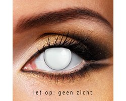 Partylens® witte kleurlenzen - White Block Blind - zachte jaarlenzen met lenshouder - Halloween lenzen