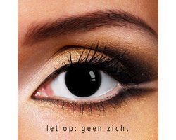 Partylens® zwarte kleurlenzen - Black Block Blind - zachte jaarlenzen met lenshouder - Halloween lenzen