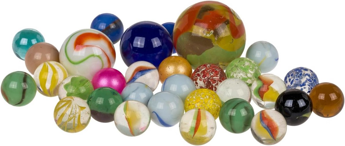 Kleurrijk Kspel met Glazen Knikkers ca. 250g - Diverse Maten en Kleuren - Knutselen & Spelen