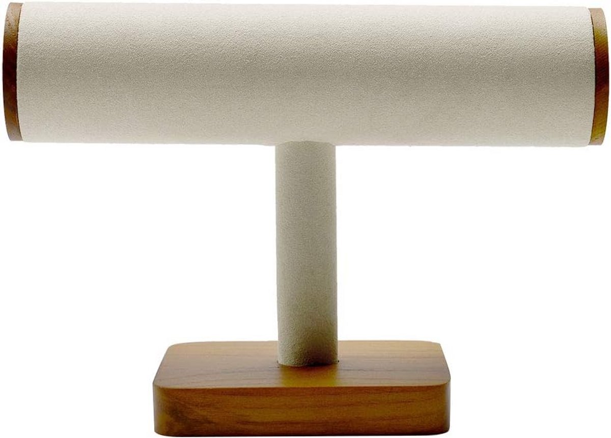 Massief houten displaystandaard voor horloges en armbanden - 21,5 x 14,5 x 10,5 cm - met microvezel voering