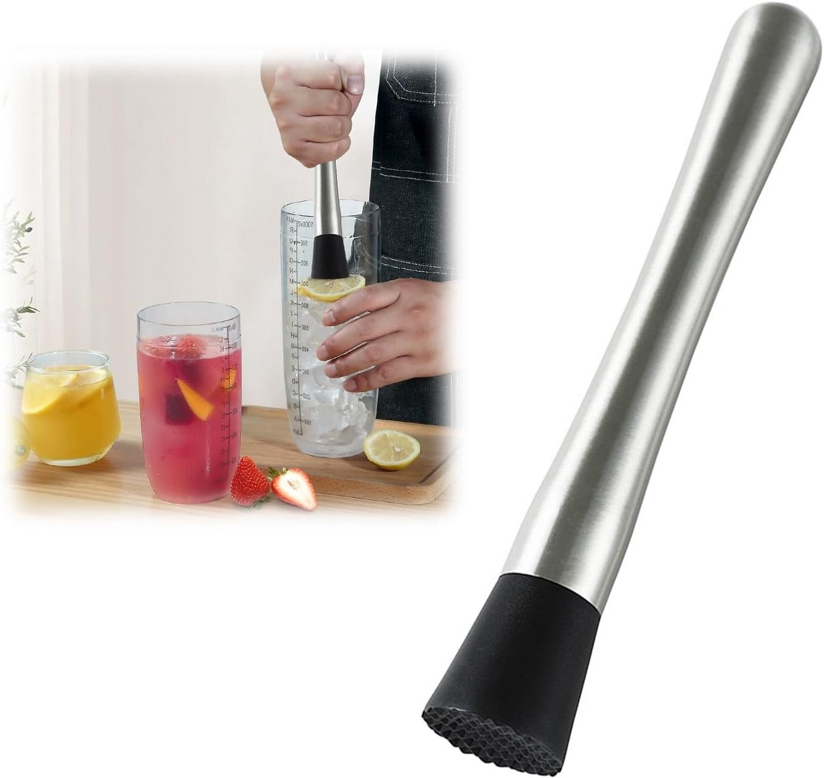 Cocktailpestel van roestvrij staal voor het malen van kruiden en mixen van dranken