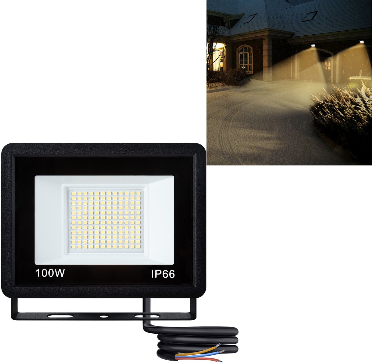 Aufun LED-Schijnwerpers - Warm Wit - 5 X 100 W - IP66 Wasserdichte Buitenlamp, Superhelder voor Tuin, Garage & Werkplaats