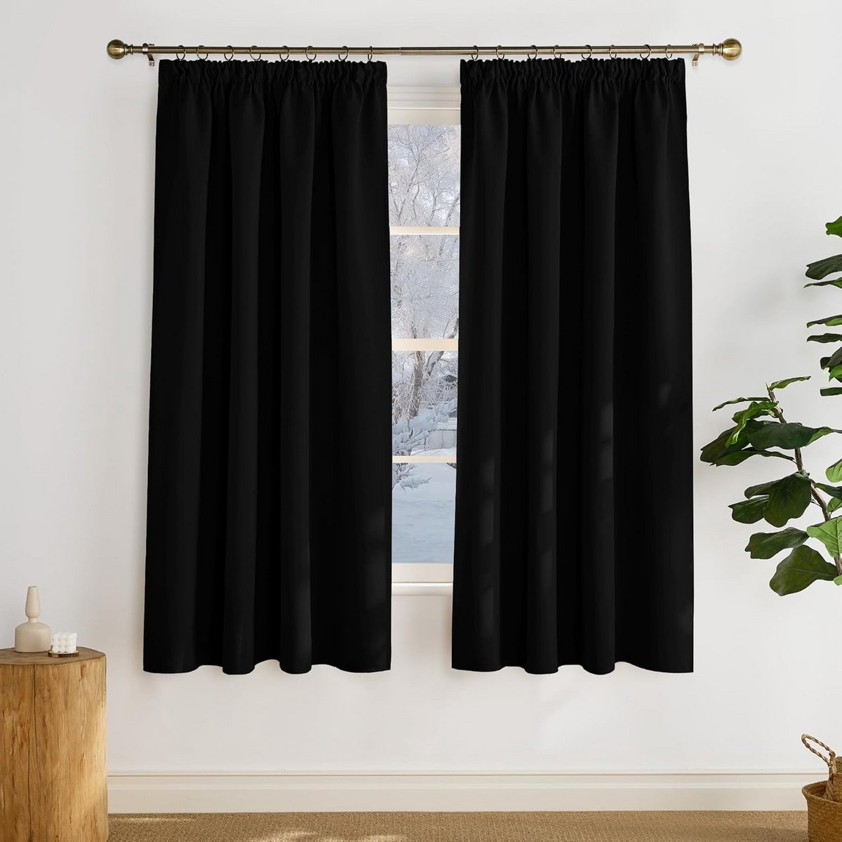 Verduisterende gordijnen Set 2 stuks 140x175 cm zwart | Thermisch isolerend & stijlvol voo