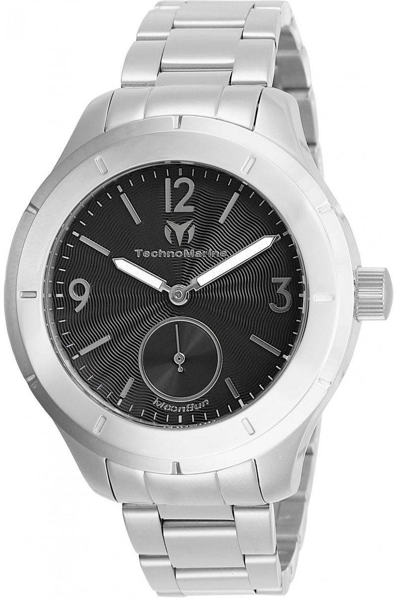 TechnoMarine MoonSun TM-818005 Heren Horloge - Waterdicht - Analoog - Quartz Uurwerk - Roestvrij Staal met grijze Wijzerplaat - 42mm