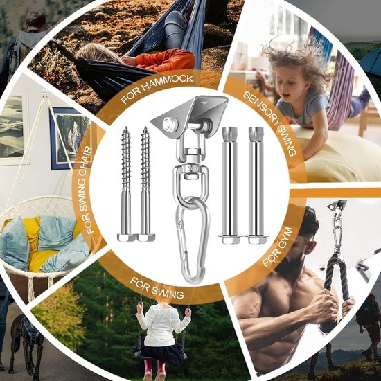 hangstang, 360° draaibare hangvloer, touwhangstoel, hoogwaardige hangstoel — afbeelding 2