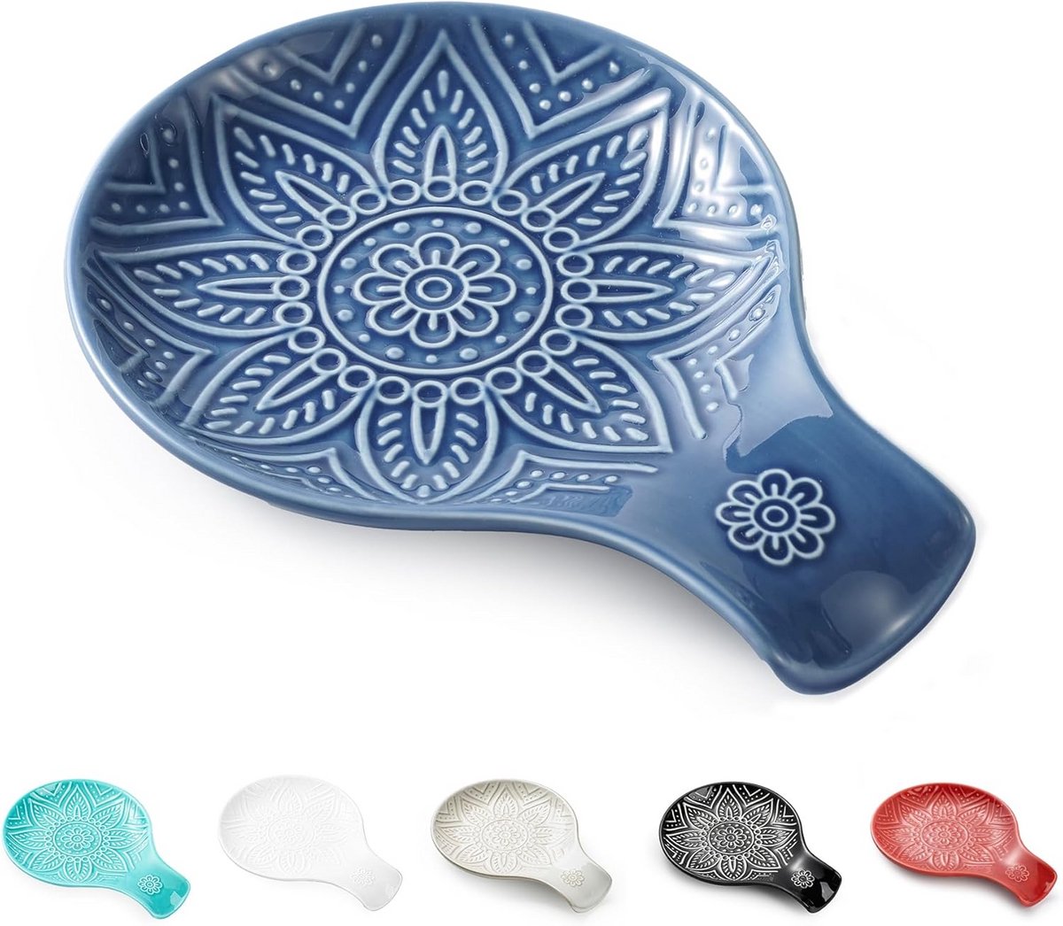 Keramische lepelhouder donkerblauw 7.48 inch, vaatwasserbestendig