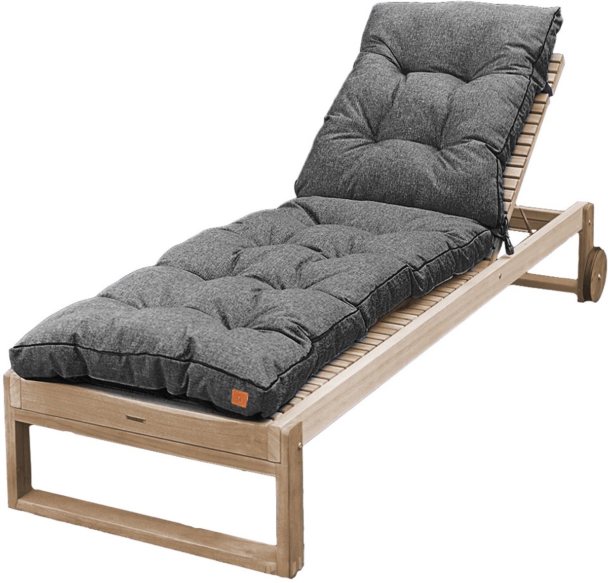 Blomster – gewatteerd kussen voor ligbed – voor tuin en strand – waterafstotend – met bevestigingslinten – donkergrijs
