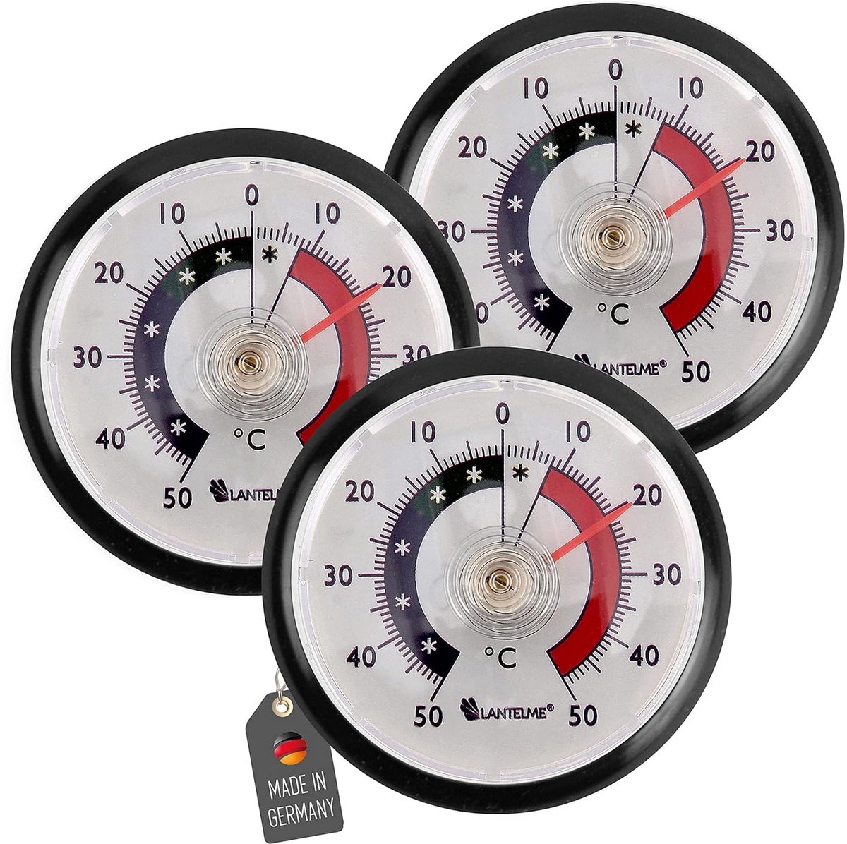 Set van 3 Analoge Koelkast- en Vriezerthermometers met Groot Meetbereik