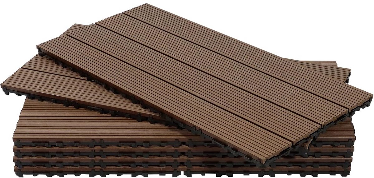 WPC Terrastegels Houtlook Kliksysteem – 30x60cm – Waterdicht & Antislip voor Balkon en Tuin