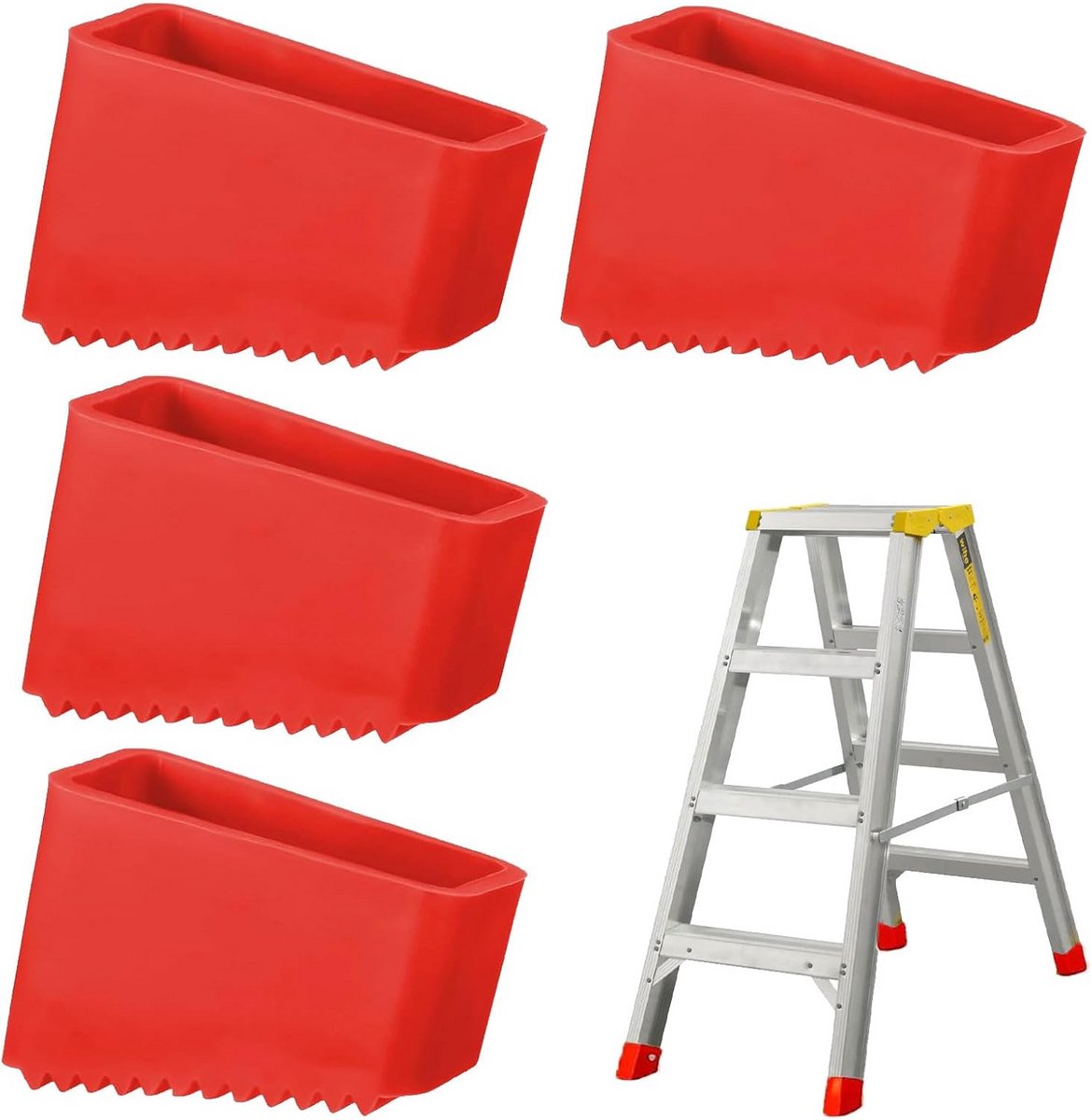 4x Antislip Rubberen Laddervoeten Binnenmaat 50x20mm voor Universele Ladderonderdelen