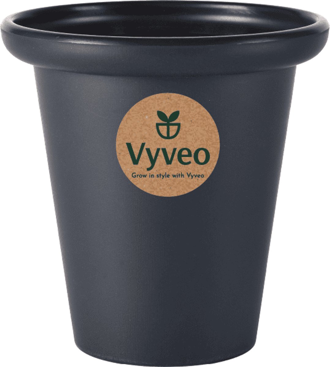 Vyveo - Bloempot Skara - 13x13 - Zwart - Bloempot voor binnen en buiten - Lichtgewicht - Breukbestendig - Vorstbestendig - UV-bestendig