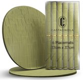 Castagnola Placemats - Placemat van Kunststof - Onderlegger - Onderzetter - Placemats Plastic en PVC - 6 Stuks - Diameter 37cm - Groen