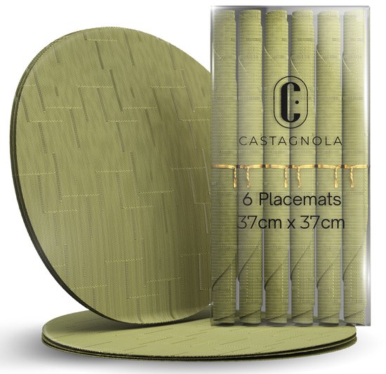 Dessous de plat Castagnola - Dessous de plat en Plastique - Sous-verre - Sous-assiette - Dessous de plat Plastique et PVC - 6 Pièces - Diamètre 37 cm - Vert