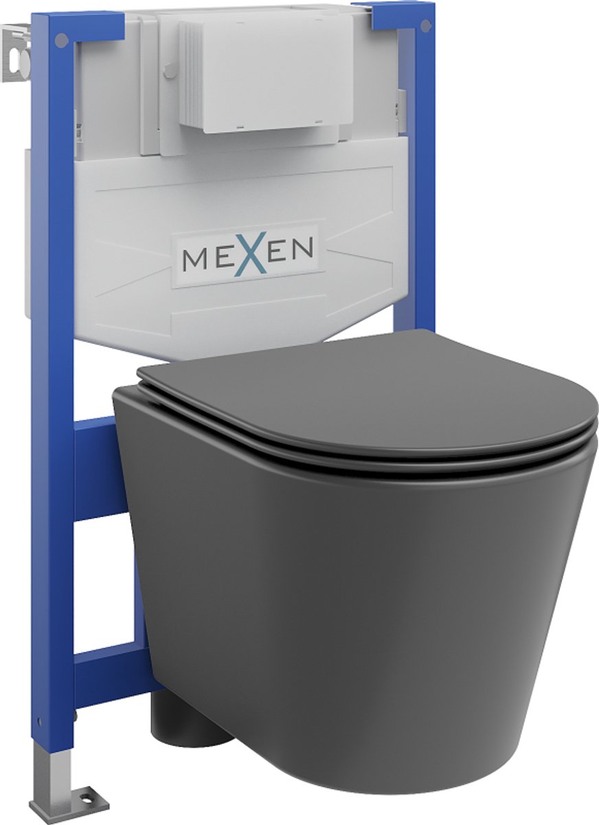 Mexen inbouwset WC frame Fenix XS-F met WC-pot Rico en softclose zitting, donkergrijs mat - 68030724071