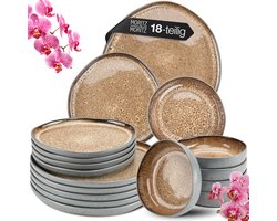 Moritz & Moritz ORGANIC 18-delige Serviesset voor 6 personen Beige – Modern Bordenset Aardewerk –…