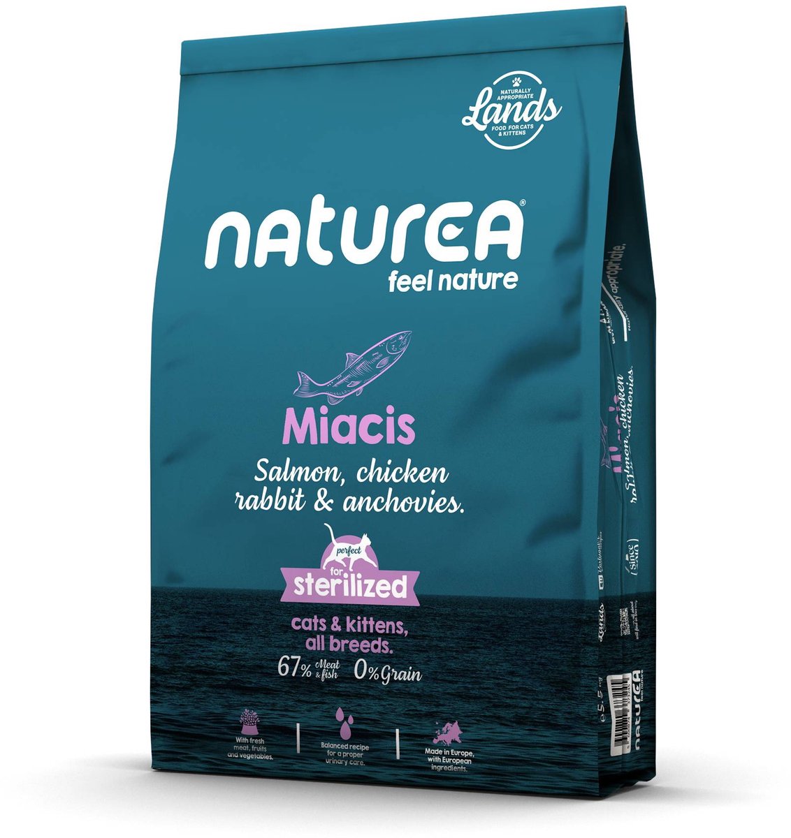 Naturea Grainfree Cat Lands Miacis Salmon Chicken Rabbit Anchovies 5,5 kg - Kat