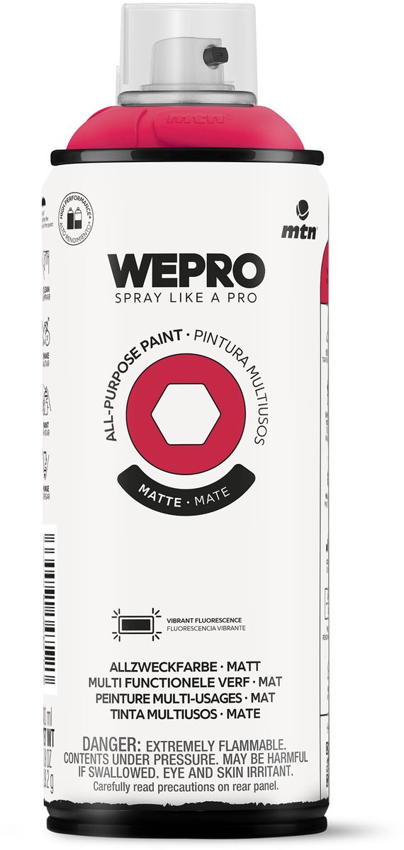 Spuitbus Fluor Rood Mat MTN WEPRO ALL-PURPOSE PAINT 400ML