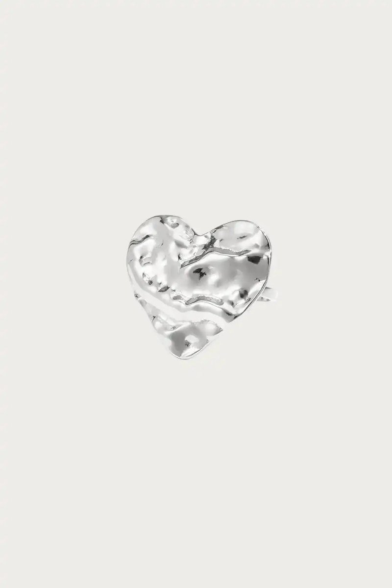 Statement ring gestructureerd hart