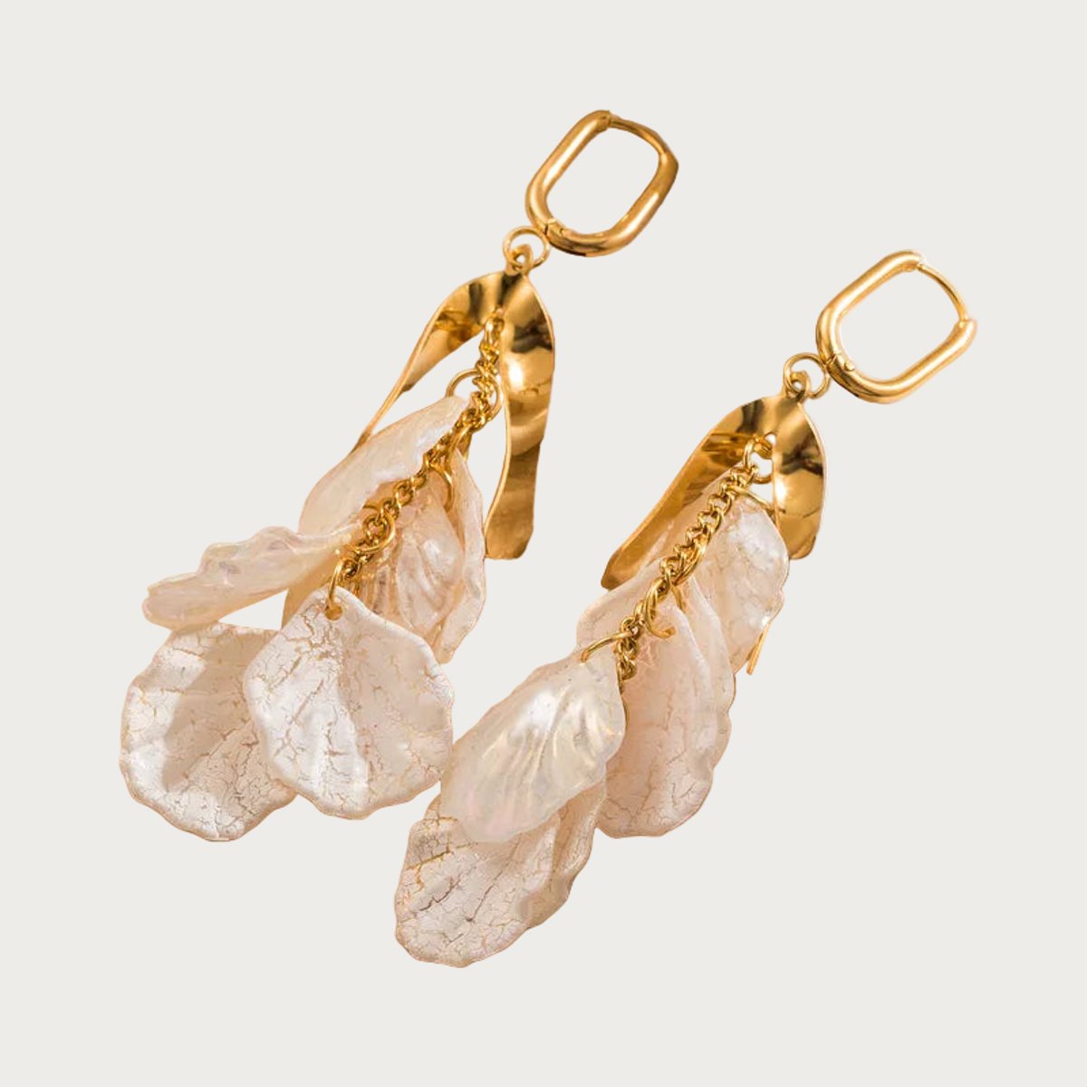 Golden Petal Flow – Oorbellen – Stainless Steel