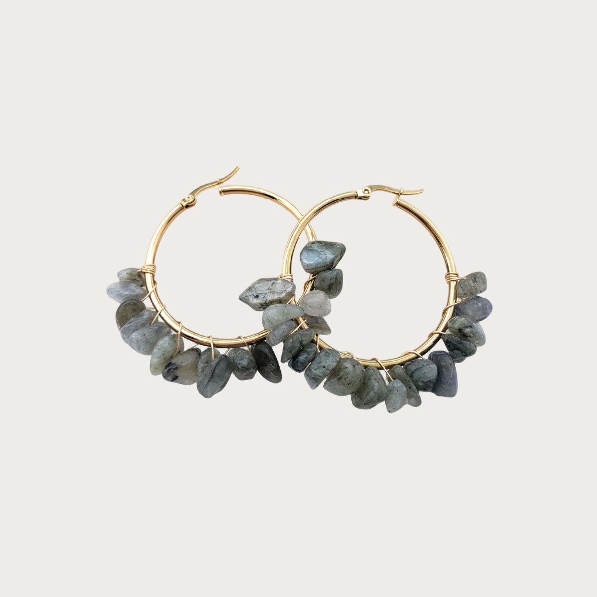 Labradorite - Natuursteen - Oorbellen - Stainless Steel