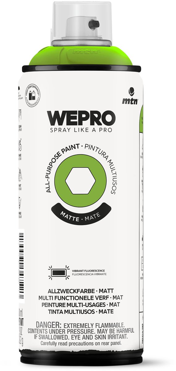 Spuitbus Fluor Groen Mat MTN WEPRO ALL-PURPOSE PAINT 400ML